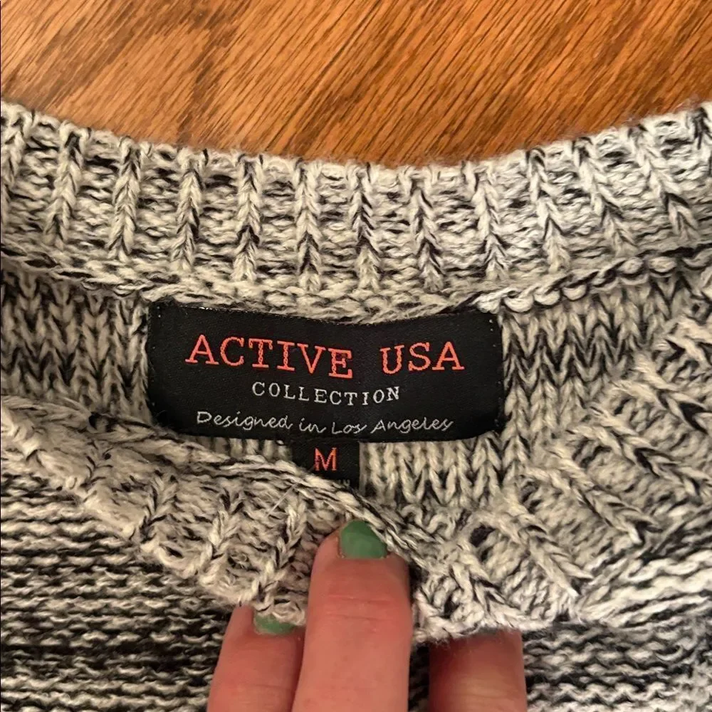 Active USA size medium sweater, white, and black and gray very soft